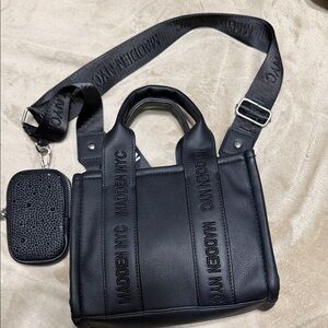 Madden NYC Black Mini Crossbody Tote with Detachable Strap Pouch
